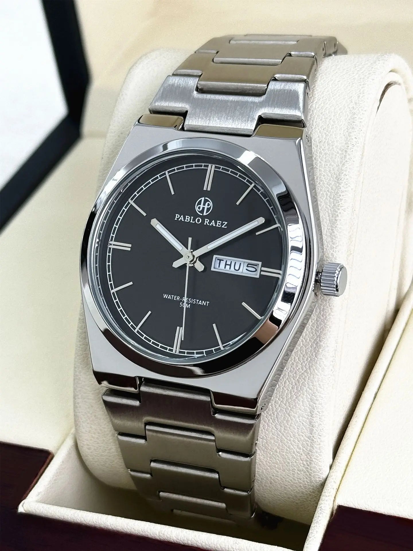 2026 new steel couple's watch, gradient green dial, butterfly buckle, dual calendar, P36, luminescent, waterproof watch