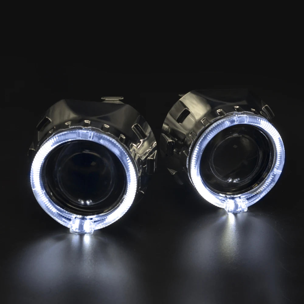 2.5 Inch 8.0 Bi Xenon Projector Lens With DRL LED Angel Eyes Shrouds Car Assembly Kit For Car Headlight H1 H4 H7 Model