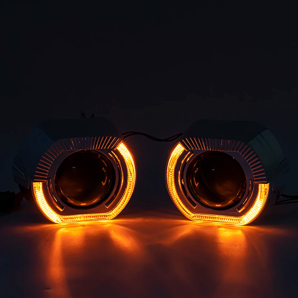 2.5 Inch 8.0 Bi Xenon Projector Lens With DRL LED Angel Eyes Shrouds Car Assembly Kit For Car Headlight H1 H4 H7 Model