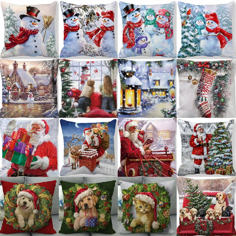 45CM Merry Christmas Cushion Cover Pillowcase 2023 Christmas Decorations for Home Ornament Happy New Year Christmas Decor 2022