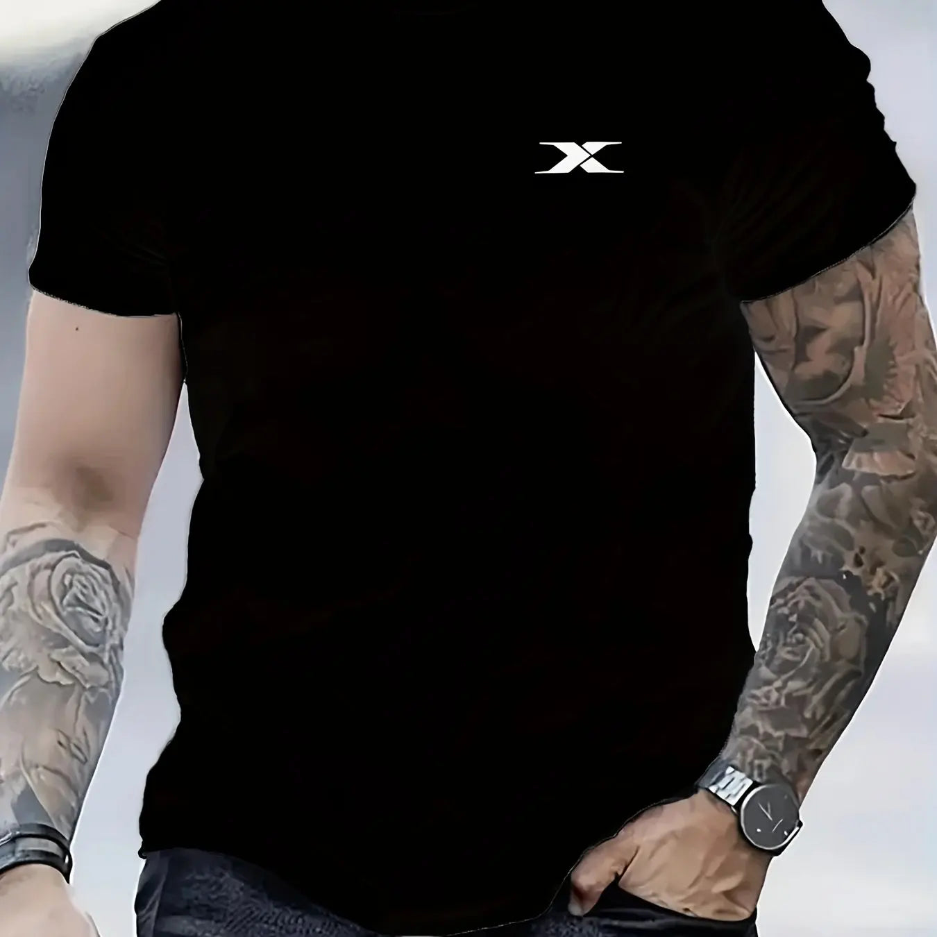 New Summer Men's Fashion T-Shirt with Letter Print, Short Sleeve, Casual Sports Crew Neck, 100% Cotton