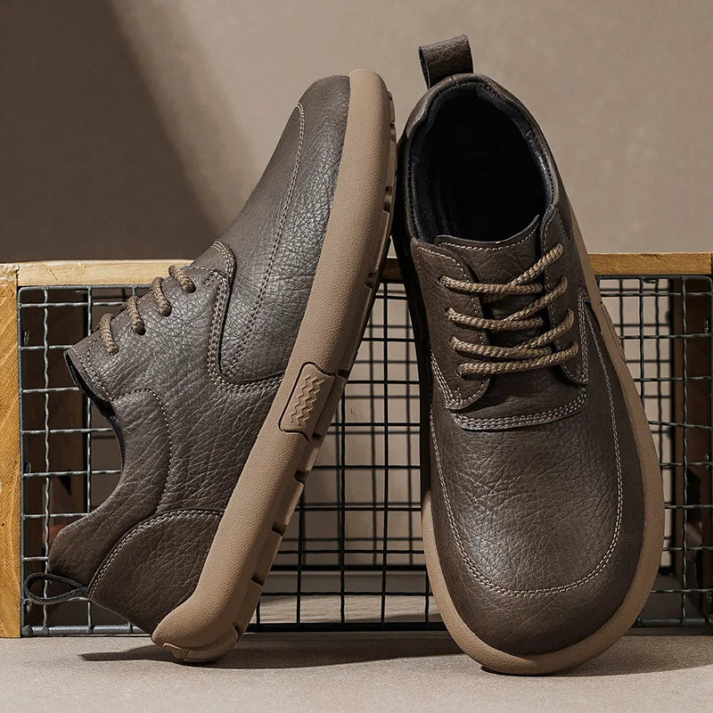 Shoes for Men Male Sneakers Leather Shoes Round Toe Apring and Autumn Wear-resistant Return To The Ancients Loafers All-match