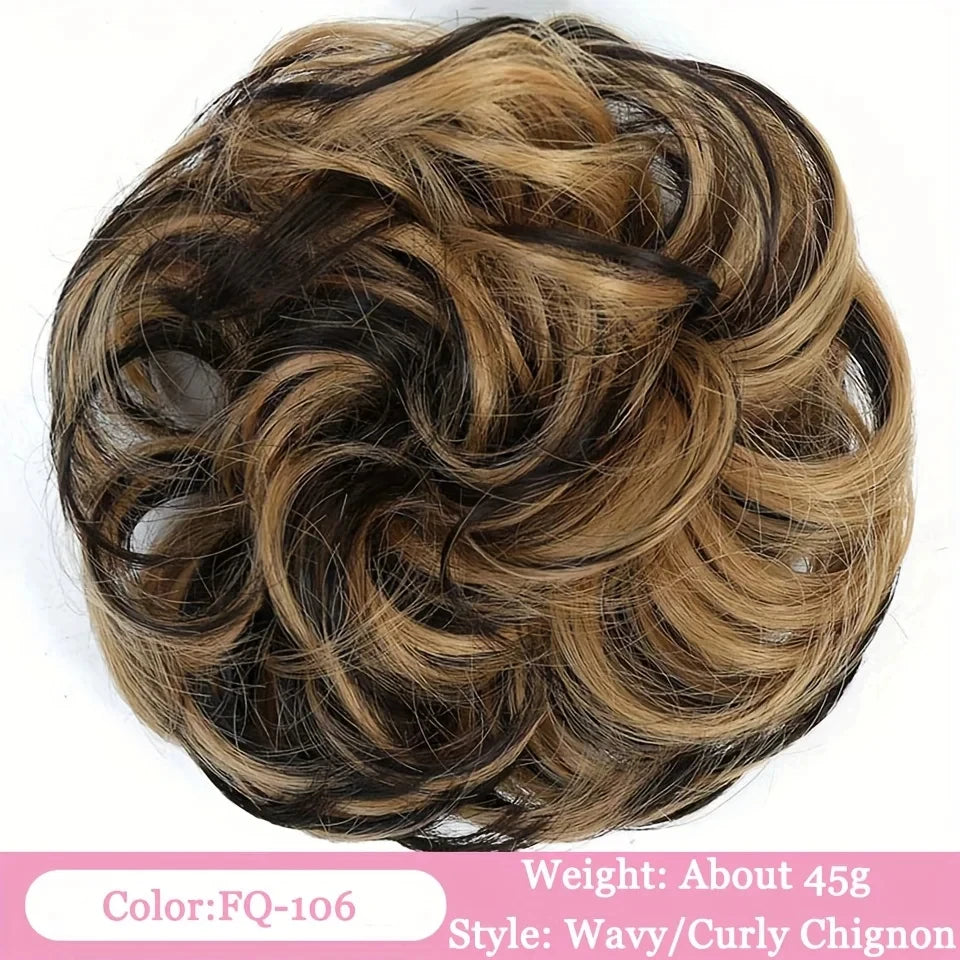 OLACA Synthetic Hair Bun Bands Blonde Black Messy Curly Chignon Donut Updo Scrunchies Fake Hair Pieces For Women Hair Extensions