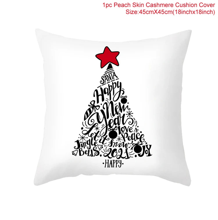 45cm Merry Christmas Cushion Cover Pillowcase 2023 Christmas Decorations for Home Ornament Happy New Year Christmas Decor
