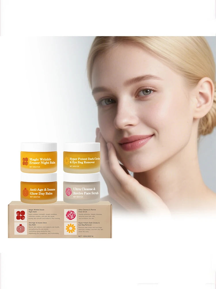 Multi-effect Day & Night Skin Care Suit Cleaning Moisturizing Reduce Dark Circles Multi Functional 4-Piece Set Skincare Products