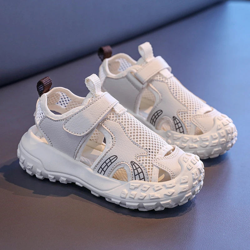 Children's sports sandals 2025new style summer girls' single mesh casual shoes anti-slip boys' closed-toe soft-soled beach shoes