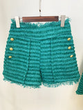 HIGH STREET Newest 2026 FW  Designer Women's  Tassel Fringed Tweed Shorts