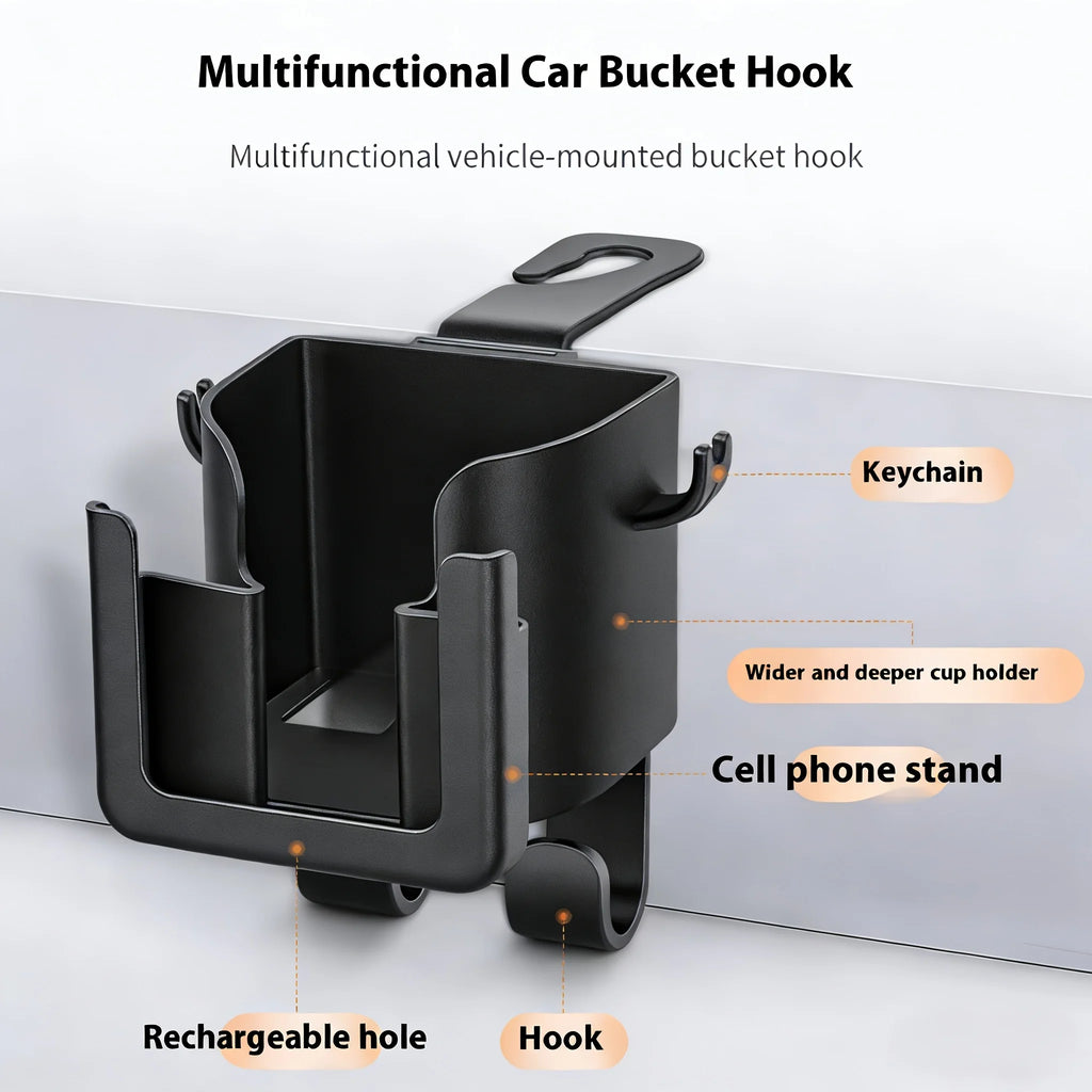 Car Seat Backrest Storage Rack with Cup Holder, Phone Holder, and Hooks, Saving Space, Automotive Parts