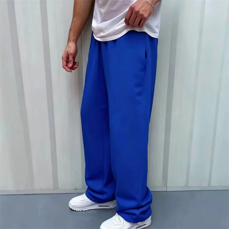autumn winter man/woman Jogging Straight Sweatpants Street Style wide leg pants Casual Solid colors versatile Loose Men's