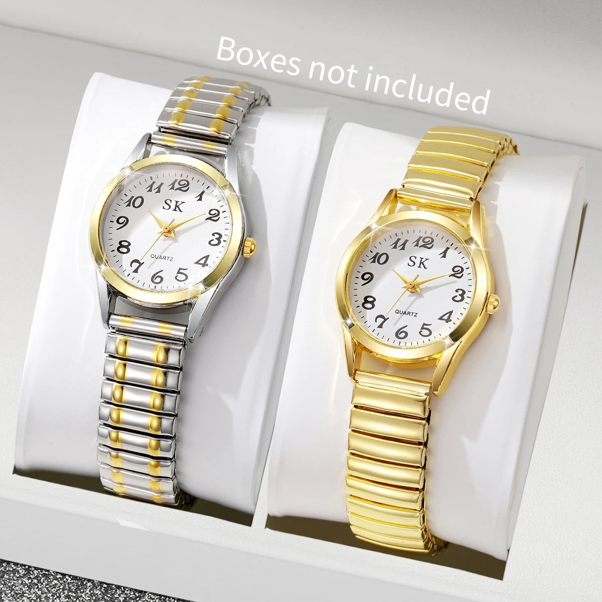 Middle-aged and elderly watches, men's large digital dial, women's watch, steel spring strap, elastic band, elderly watch
