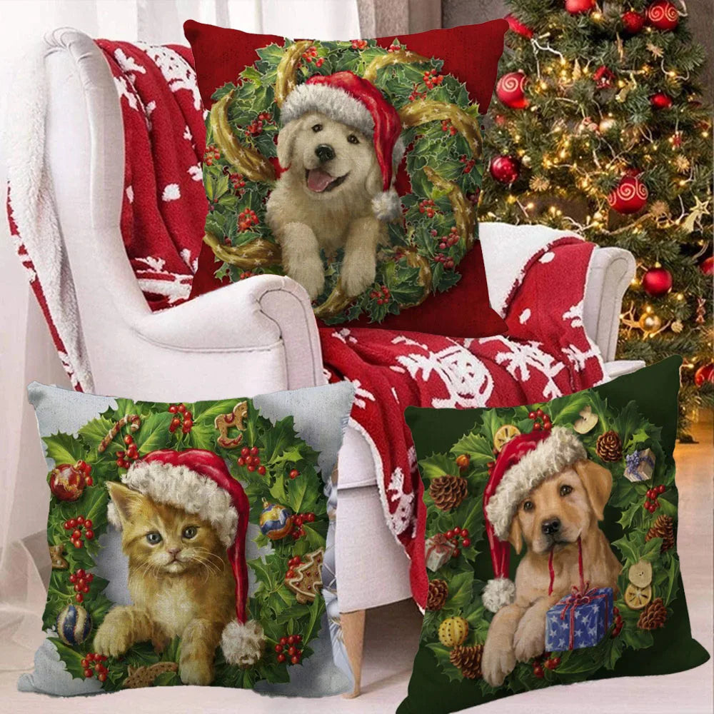 45CM Merry Christmas Cushion Cover Pillowcase 2023 Christmas Decorations for Home Ornament Happy New Year Christmas Decor 2022