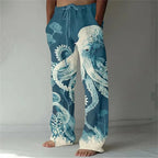 Loose And Casual men's New Bamboo Leaf 3D Printed sweatpants, Versatile And Fashionable Pocket Drawstring Sports Pants