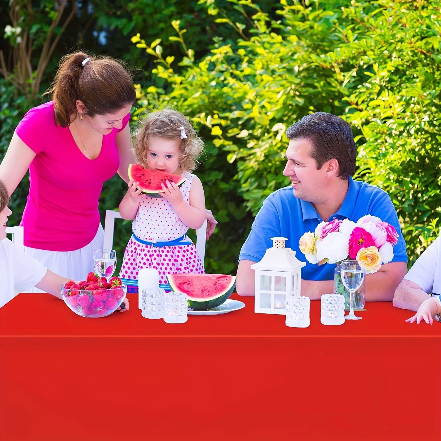 Red Plastic Tablecloth, Premium Decorative Red Disposable Tablecloth, Rectangular Party Tablecloth For Birthday, Christmas