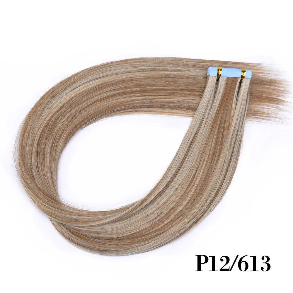 Synthetic Straight Tape In Hair Extensions 10pcs Natural Hair Extension 24inch For Women Invisible Double Sided Free Style