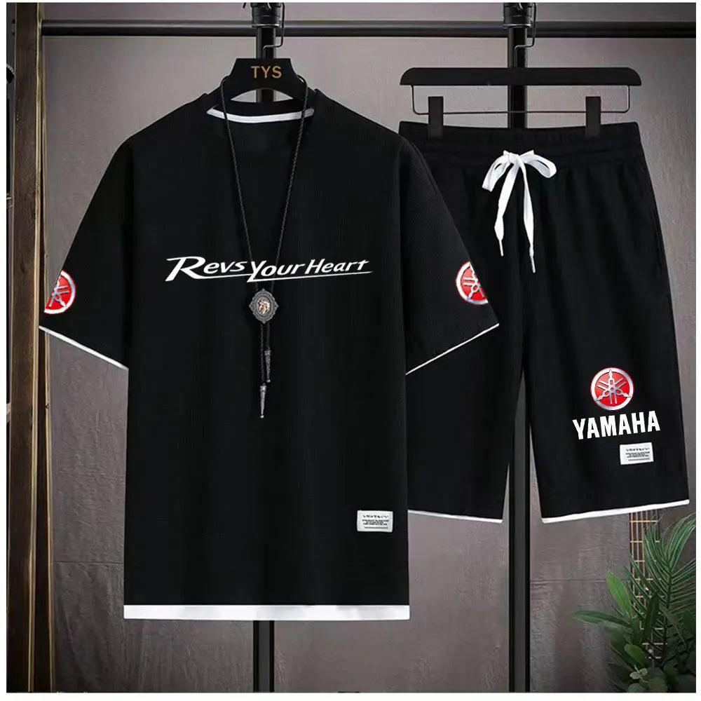 2026 Yamaha Racing Men's Sport Clothing Set Spring/Summer Short Sleeve T-Shirt & Sports Shorts Running Men's Athletic Wear