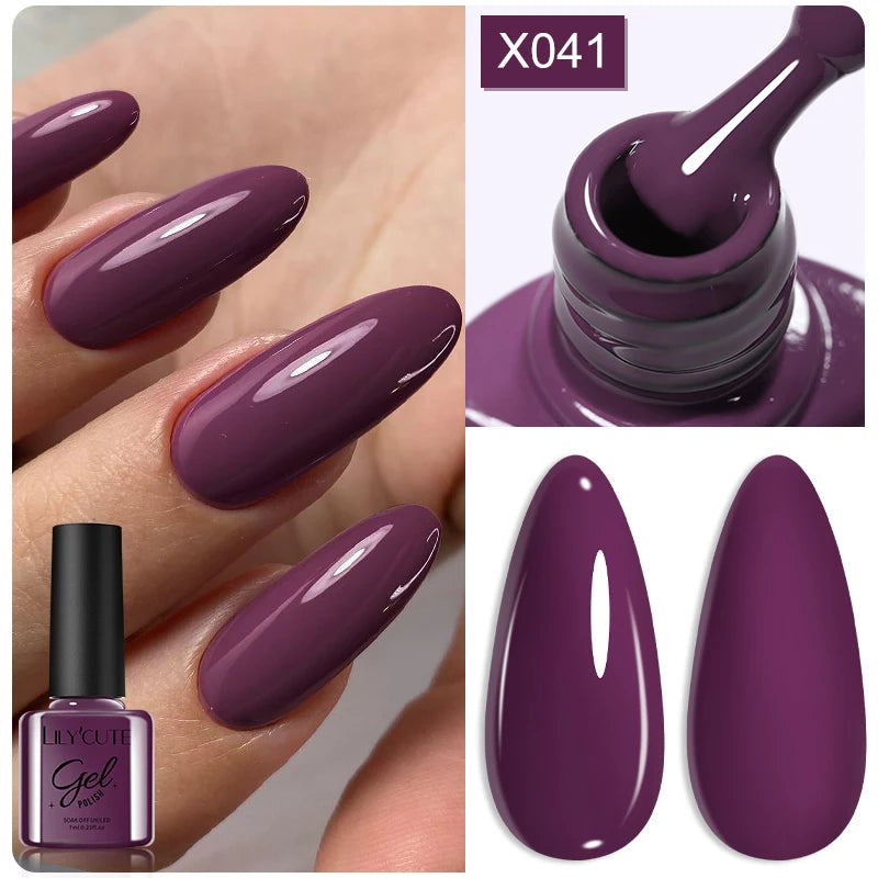 LILYCUTE 7ml Fruit Grape Purple Cat Magnetic Gel Nail Polish Vernis Semi Permanent Soak Off Colorful Gel Polish Nails Supplies