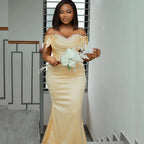 2026 Champagne Mermaid Bridesmaid Dresses Off Shoulder Sweep Train African Wedding Guest Gowns robes invitée mariage Customized