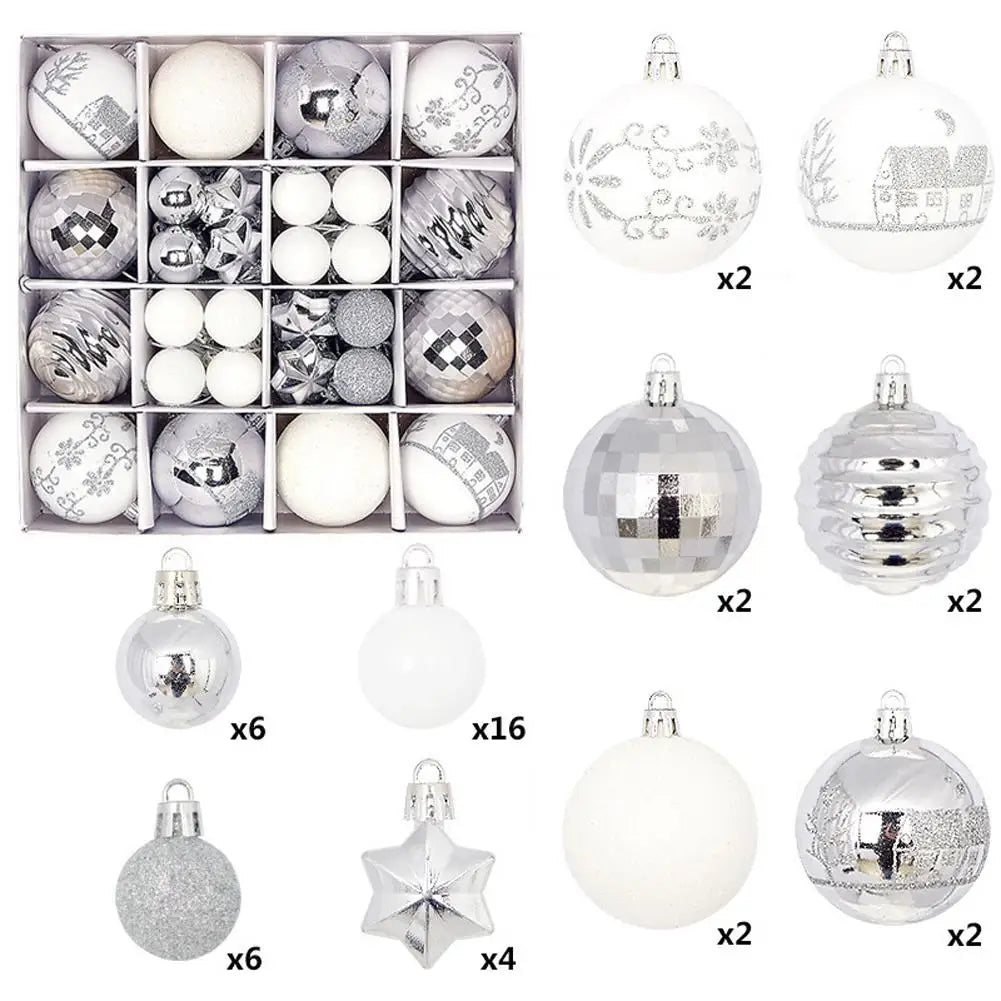 44Pcs 3/6CM Christmas Ball Merry Christmas Tree Topper Decoration for Home Decor Holiday New Year 2026 Navidad Gifts Supplies