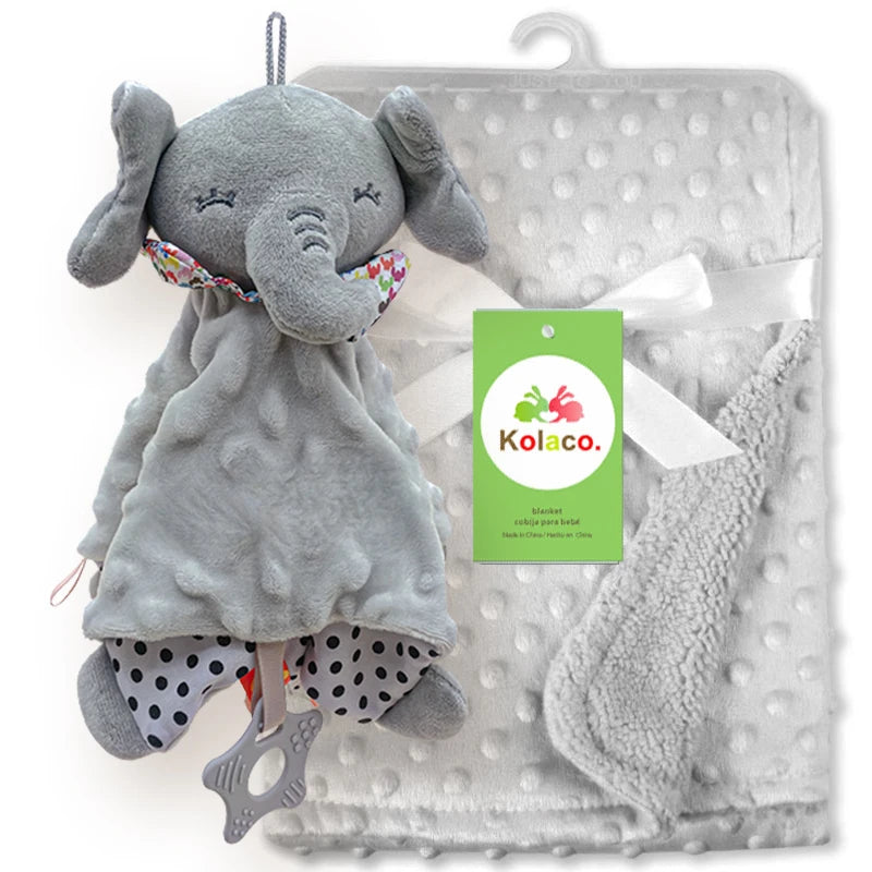 Personalized Newborn Baby Blanket with Name Custom Dot Minky Stroller Swaddle Set Security Towel Baby Shower Gift for Infant Boy