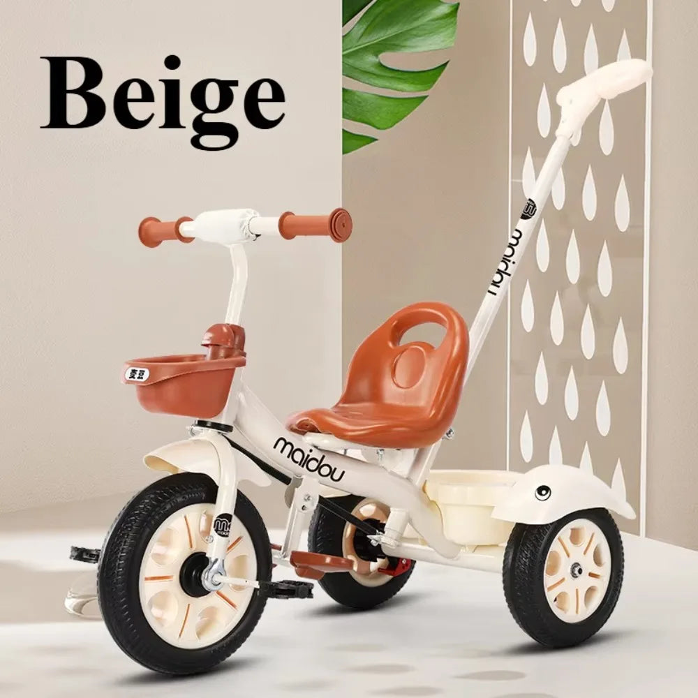 2 in 1 Toddler Tricycle for Kids Trike with Push Handle Adjustable Seat Storage Baskets Balance Bike Birthday Gift for Boy Girl