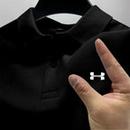 Men's Summer High-End Printed Golf Polo Shirt with Collar, Solid Color, Breathable, Office Casual, High-Quality Men's Clothing