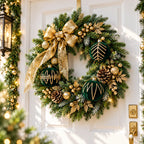 12 Pcs 6cm Emerald Velvet 4 Styles Gold Glitter Christmas Balls Shatterproof Xmas Tree Ornaments for Holiday Party Home Decor