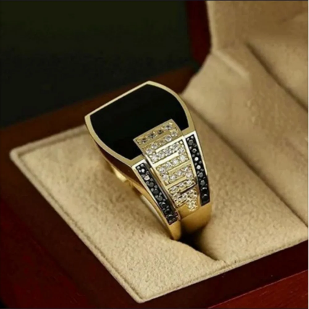Classic Men's Ring Fashion Metal Gold Color Punk Rings for Men Engagement Wedding Luxury Jewelry