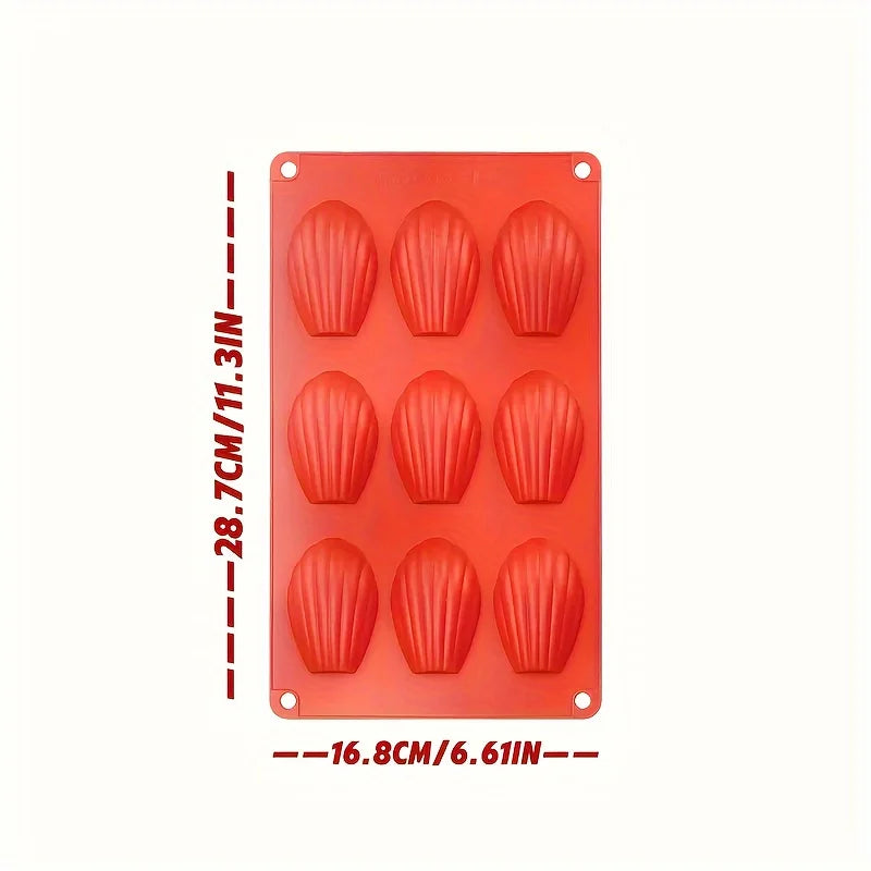 Silicone Madeleine Shell Baking Mold, 9-Cavity, DIY Biscuit, Jelly, Pudding, Cake Mould, Pastry, Aromatherapy