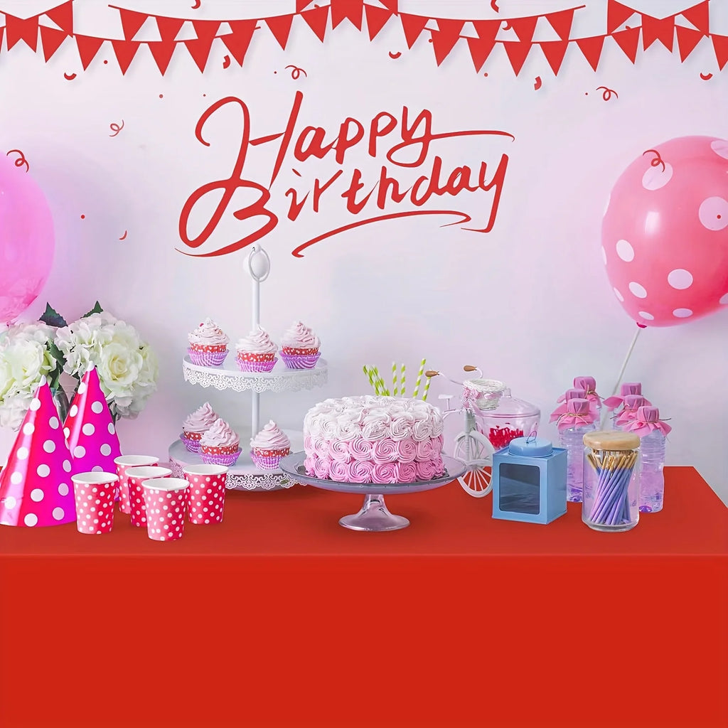Red Plastic Tablecloth, Premium Decorative Red Disposable Tablecloth, Rectangular Party Tablecloth For Birthday, Christmas