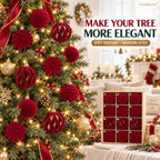 6CM Christmas Balls Set 15PCS Soft Velvet Flocked Ball Ornaments 4 Shapes Christmas Tree Decorations Home Gift Holiday Decor
