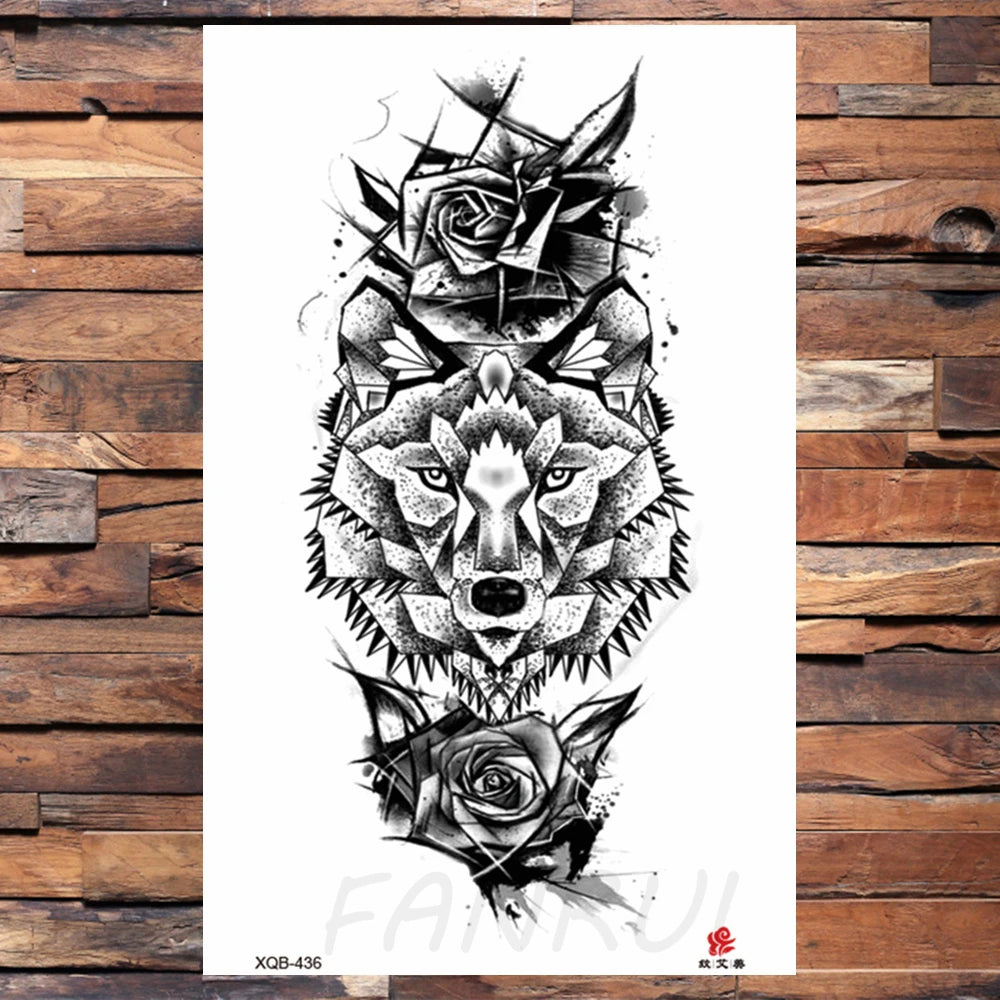 Watercolor Rose Flower Temporary Tattoo For Women Kids Girls Cherry Fake Tattoos Sticker Sexy Lotus Henna Waterproof Tatoo Waist