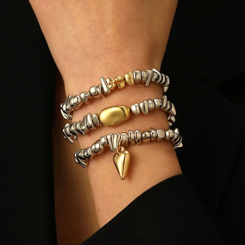 4pcsset Fashion Bracelets For Women New Vintage Irregular CCB Beads Imitation Pearl Chain Jewelry Valentine's Gift
