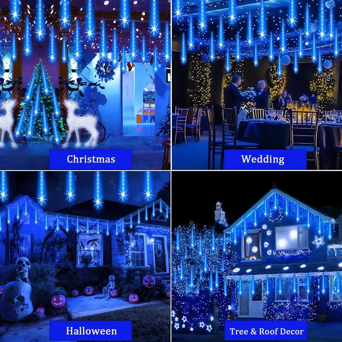 Solar LED Meteor Shower String Light Outdoor Icicle Fairy Light for Christmas Tree Wedding Party Garden Camping Decor Solar Lamp