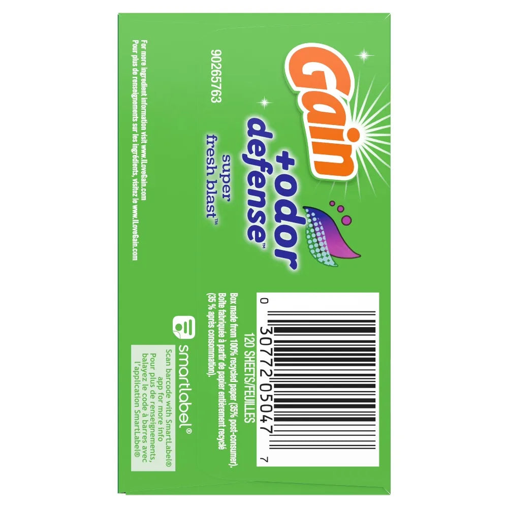 Super Fresh Blast Odor Resistant Dryer Sheets Anti-Static Laundry Softener Sheets 120 Count