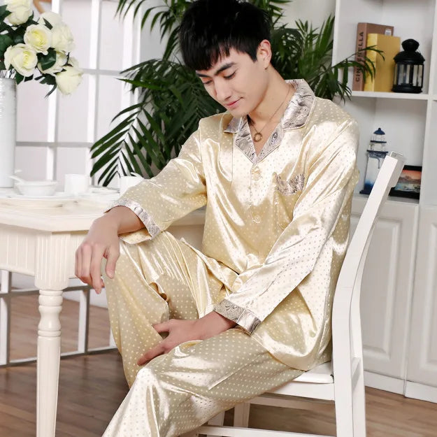 2026 Summer Men's Pajamas Sets Satin Silk Shorts Short Sleeve Two Piece Set Sleepwear Home for Men Night Wear Loungewear Male
