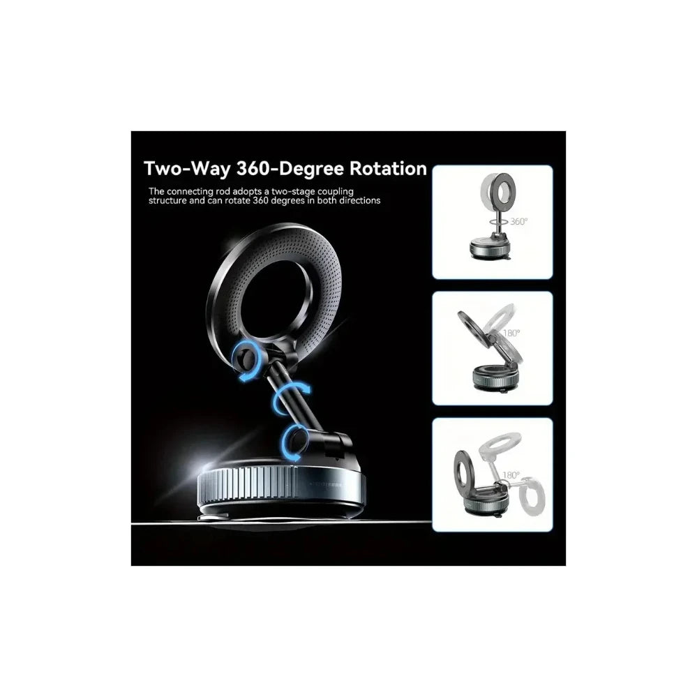 Vacuum magnetic phone holder, Magsafe suction cup phone holder, 360 ° adjustable magnetic phone holder, pocket sized foldable