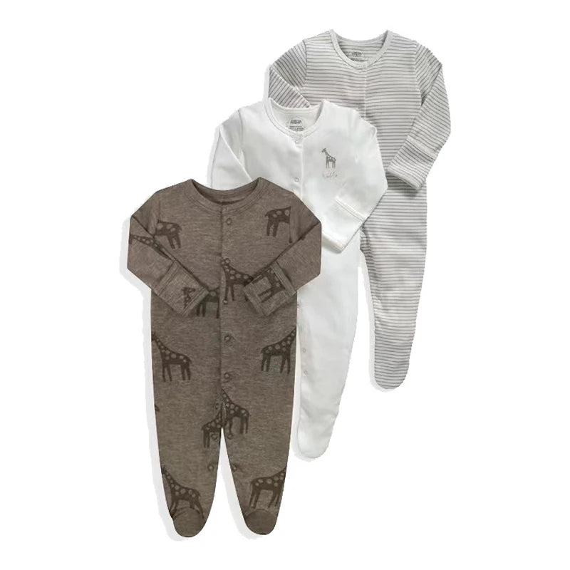 Brand Newborn Babies Clothes Infant Baby Boys Girls Romper Cotton Long Sleeve Pajamas Jumpsuit Toddler Clothes Outfits 3Pcs/Lot