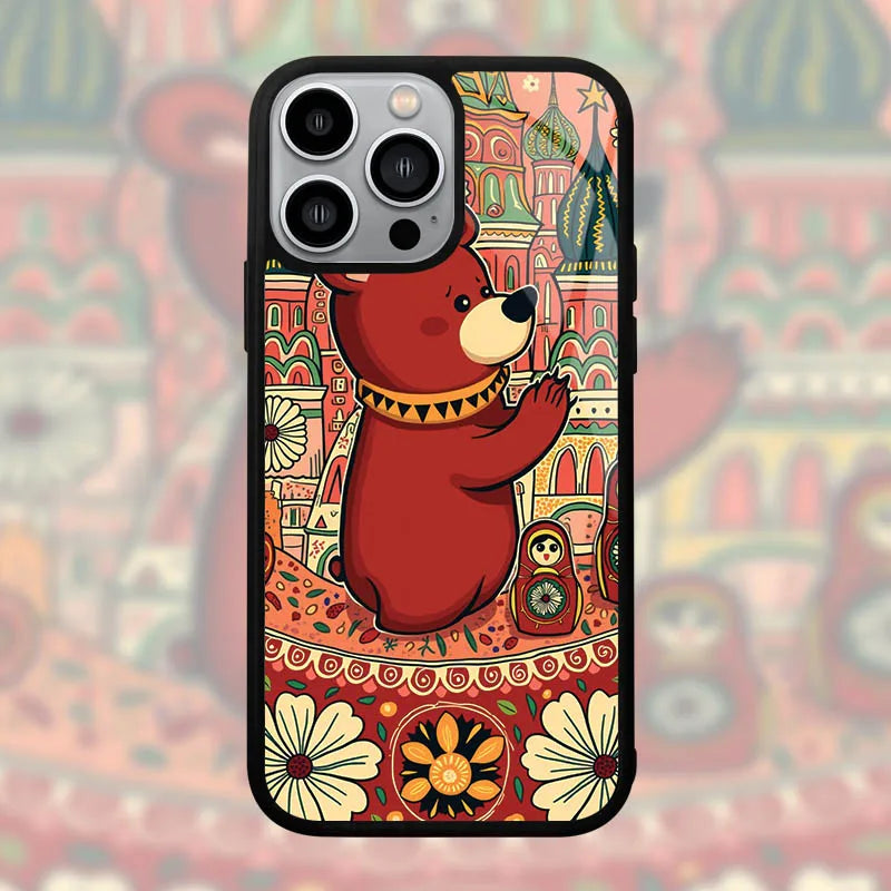 Russian Allure For iPhone 17 16 15 14 13 12 11 18 Pro Max A Playful Bear Ornate Domes and Matryoshka Dolls in Artistic Fusion