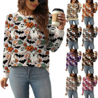 Autumn and Winter New Ghost Pumpkin Halloween Pullover Sweatshirt for Women, Plus Size