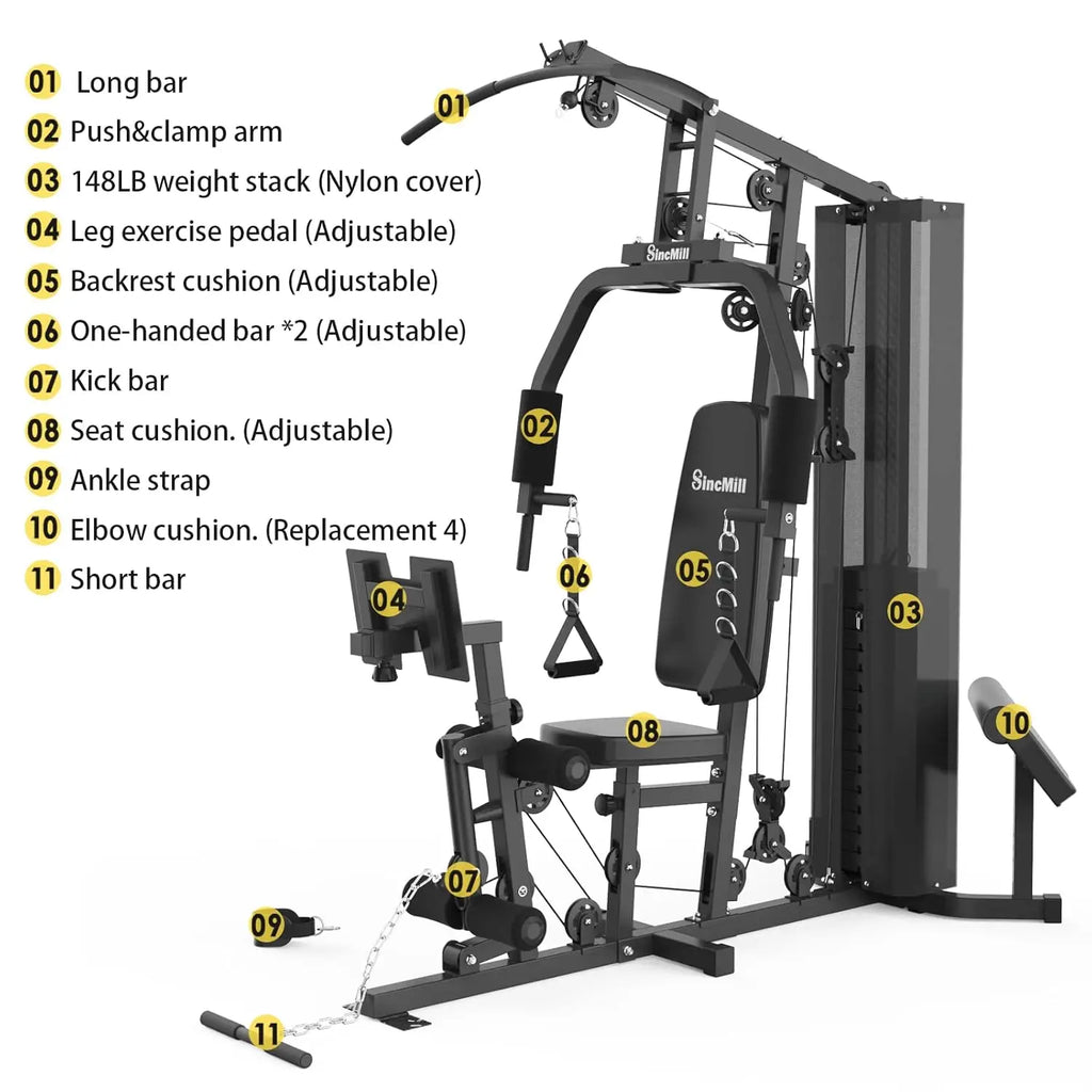 Home Gym SCM-1148L 148LB Multifunctional Full Body Home Gym Equipment for Home Workout Equipment Exercise Equipment, Customized