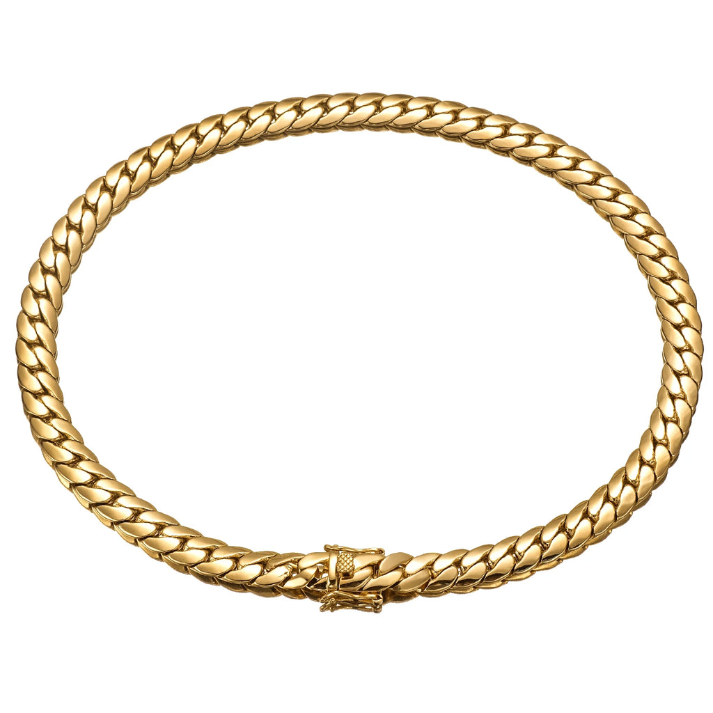 Hip Hop Bling Gold Color Cuban Link Chain Necklaces Tank Chain Men's Whip Chain Necklace Men Rapper Jewelry Drop Shipping