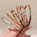 5/1pcs Sparkling Zirconia Inlaid Stainless Steel Bracelet Set for Women Stackable Bangles Fashion Non Fading Jewelry Gift