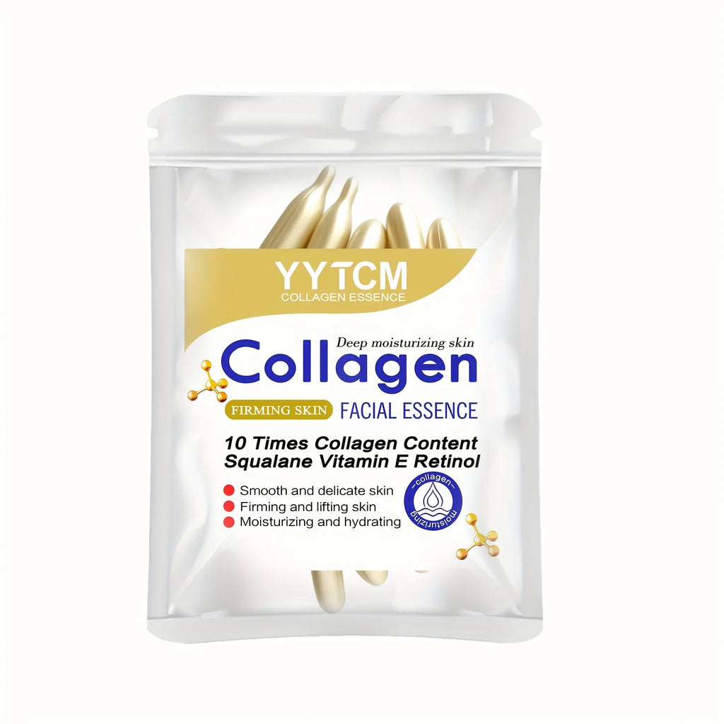 Collagen Firming Capsule Essence, Moisturizing and Hydrating for Smooth Skin, Contains Plant-Based Squalane, Retinol, and Vitamin E Deep Hydration Essence (0.4Gx30 Capsules)/Bag-1 Bag