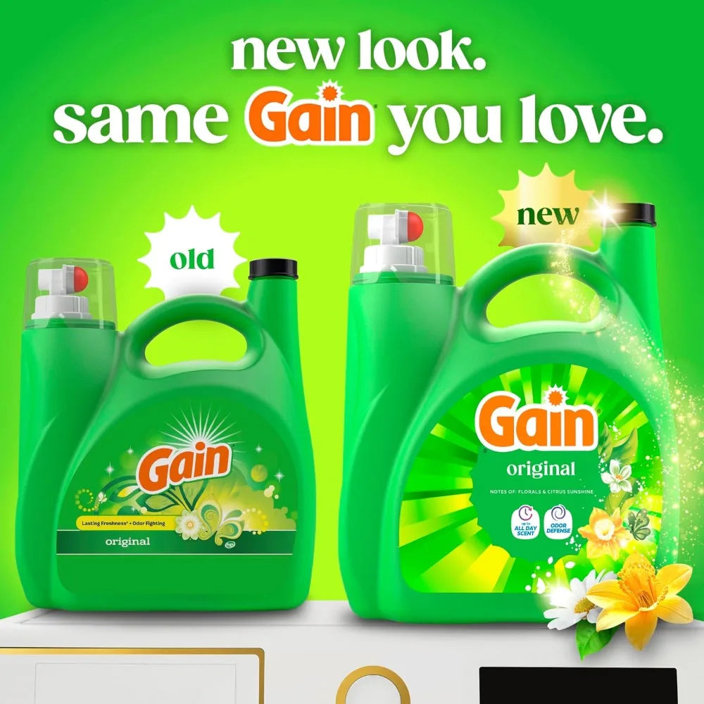 Gain Liquid Laundry Detergent Original Scent 132 fl oz 100 Loads with Odor Defense for High Efficiency Washers