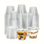 50/100pcs Clear Plastic Cups with Lids BPA Free Fruit Parfait Yogurt Dessert Container for Picnic Party Catering Storage