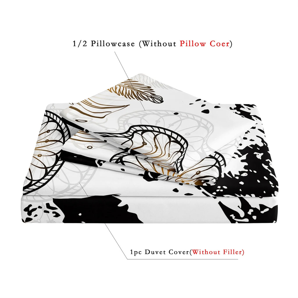 3pcs Dream Catcher Pattern Duvet Cover Set Soft Comfortable Bedding Set For Home Bedroom （1 Duvet Cover & 2 Pillowcases）