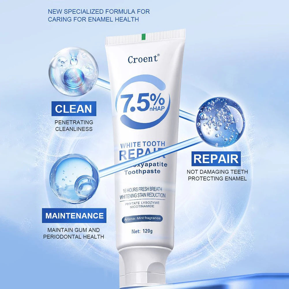 120g Hydroxyapatite Whitening Toothpaste Protect Gum Health Deep Cleaning Reduces Tooth Stains Fresh Bad Breath Oral Care Tools