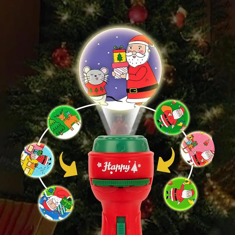 Christmas Handheld Flashlight Projection Lamp Early Education Toys Image Recognition, Cognition, Fun cartoon Projector Gifts Kid