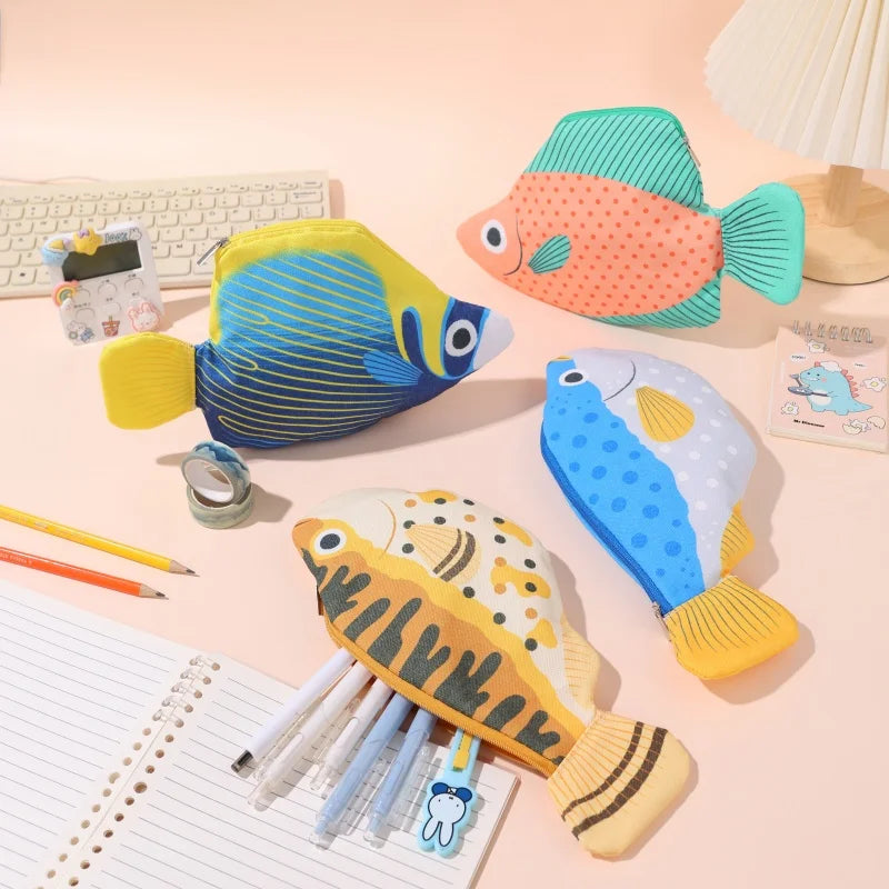 Back-To-School Supplies, Large-Capacity Pencil Case, Creative and Fun Pen Bag, Pufferfish, Deep-Sea Fish Cartoon Animal Stationery Box, Multi-Functional Storage Bag, Toiletry Bag