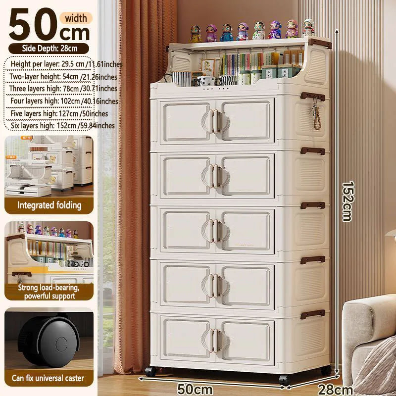 Home Living Room Multi-layer Snack Storage Rack Toy Plastic Organizer Stand Foldable Floor-standing Cabinet for Kids